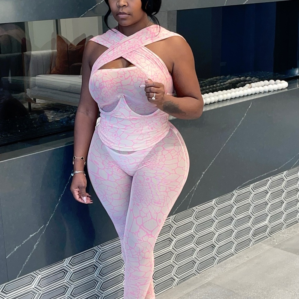 Chic Pink Halter Jumpsuit with Cutout Details